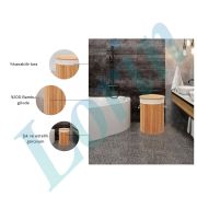 Lorin Katlanır Banyo Bambu Çamaşır Kirli Sepeti Oval
