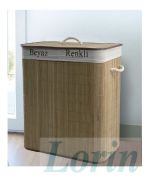Bambu Naturel Çift Hazneli Katlanabilir  Kirli Çamaşır Sepeti 100 Lt