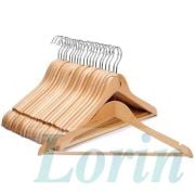 Lorin Doğal Ahşap Elbise Askı 6'lı Set  Kıyafet Askısı Dolap Düzenleyici Cilalı Ahşap Naturel Askı
