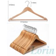 Lorin Doğal Ahşap Elbise Askı 6'lı Set  Kıyafet Askısı Dolap Düzenleyici Cilalı Ahşap Naturel Askı