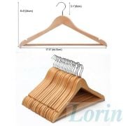 Lorin Ahşap Elbise Askı 12 Li Set Doğal Renk Naturel CS1005H