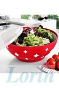 Yuvarlak Kapaklı Saklama Kabı Salata Tabağı Ve Kase Çok Amaçlı 3 Lt 259 Kırmızı ve Mor Renk