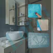 2 Adet Kaydırmaz Tabanlı Pufidik Ayak Banyo Havlu Paspas Mavi